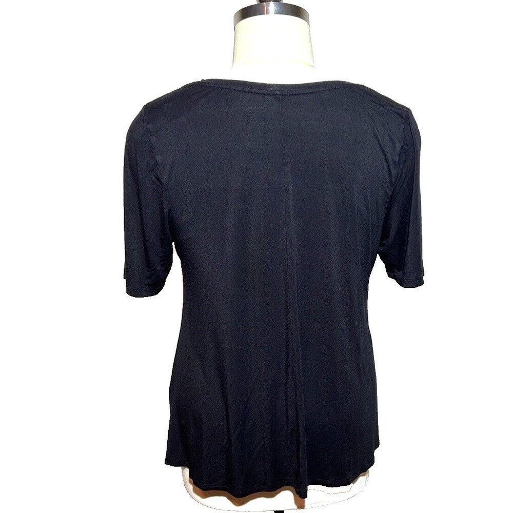 Lane Bryant - Women's 2X Blouse Black Stretch V Neck Tee Shirt - Picture 6 of 9